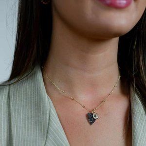 The Sis Kiss Moody Heart Charm Necklace + Chain